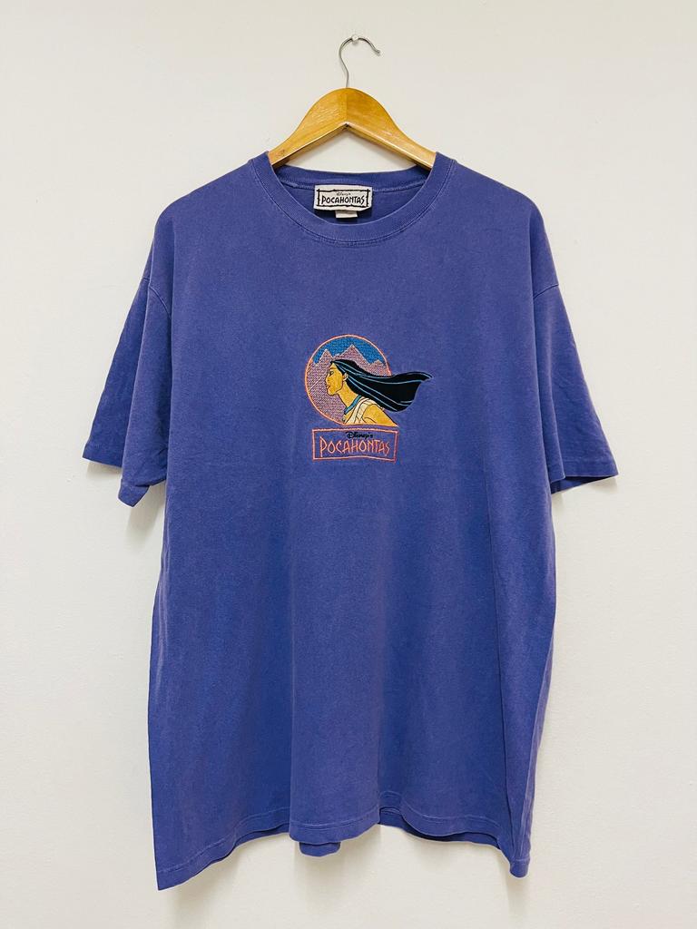 Vintage 90’s Pocahontas Animated Cartoons Embroidered Designs T-Shirt / Cartoons / Embroidered / Streetwear / Purple / XL