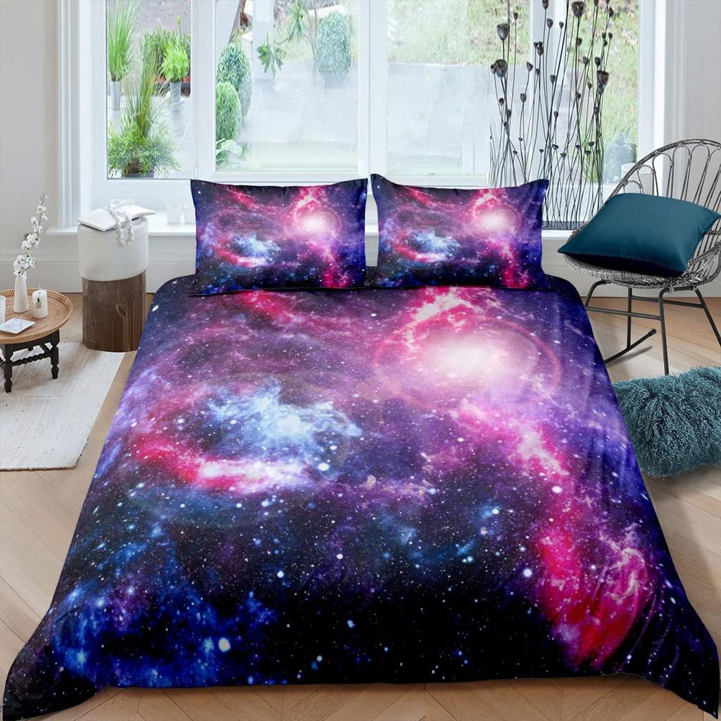 Galaxy Duvet Cover Set 3D Printed Space Themed Bedding Set Kid Boy Galaxy Series Universe Pattern Polyester Quilt Cover For Girl
