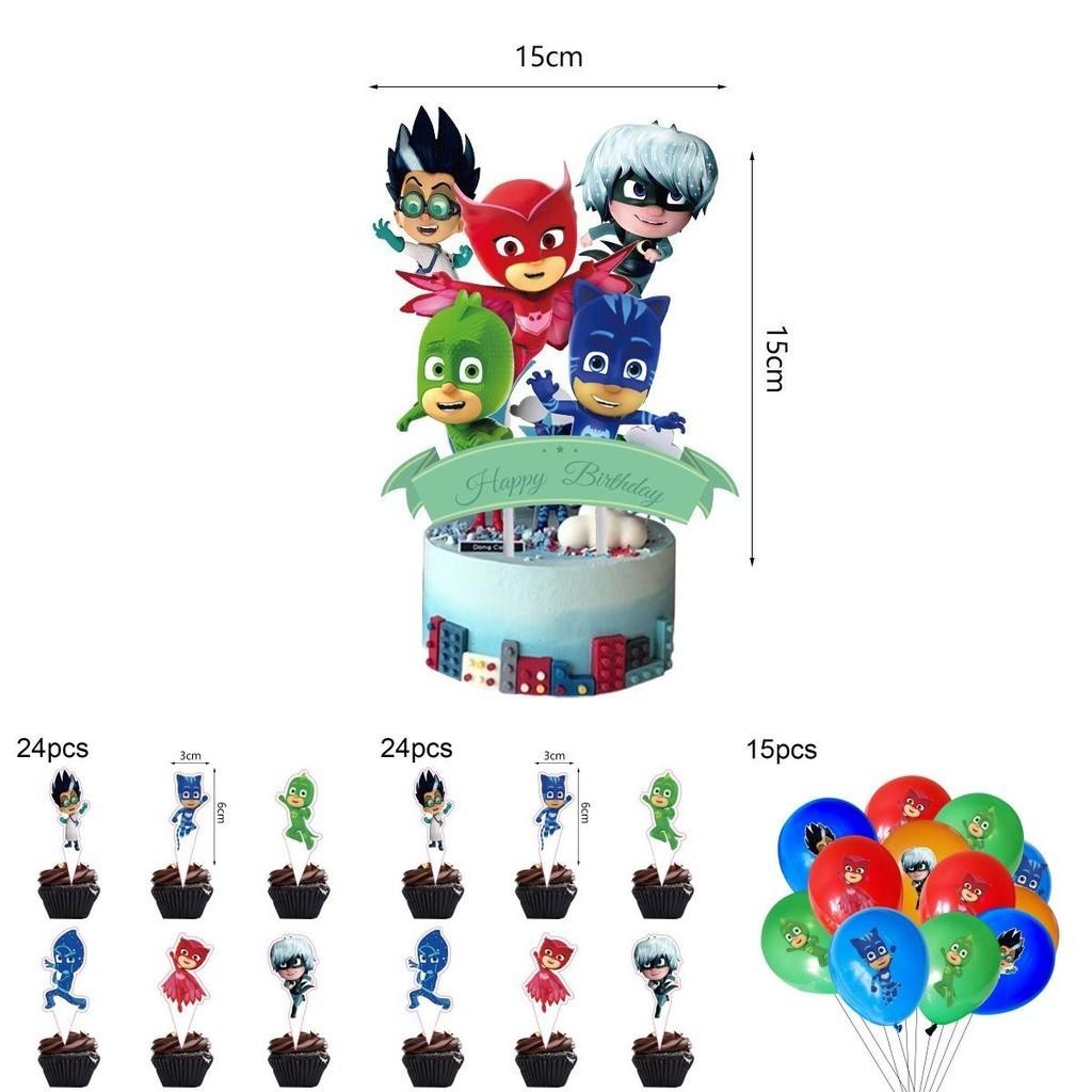 Delightful Pj Masks Birthday Party Decor With Colorful Balloons And Fun Tableware