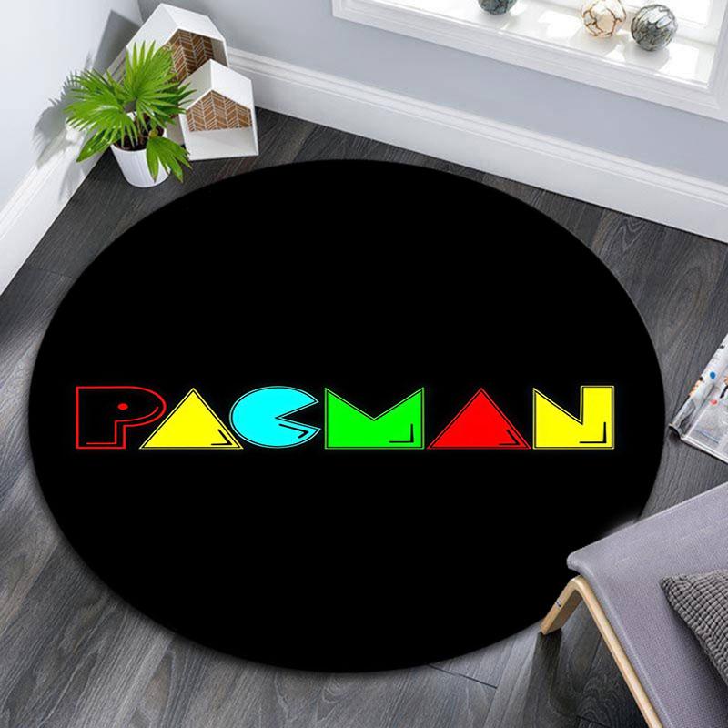 Pac‑Man pattern round rug,Carpet Rug for Living Room Bedroom Playroom ,Non-slip Floor Mat,Holiday Gifts and Birthday Gifts.