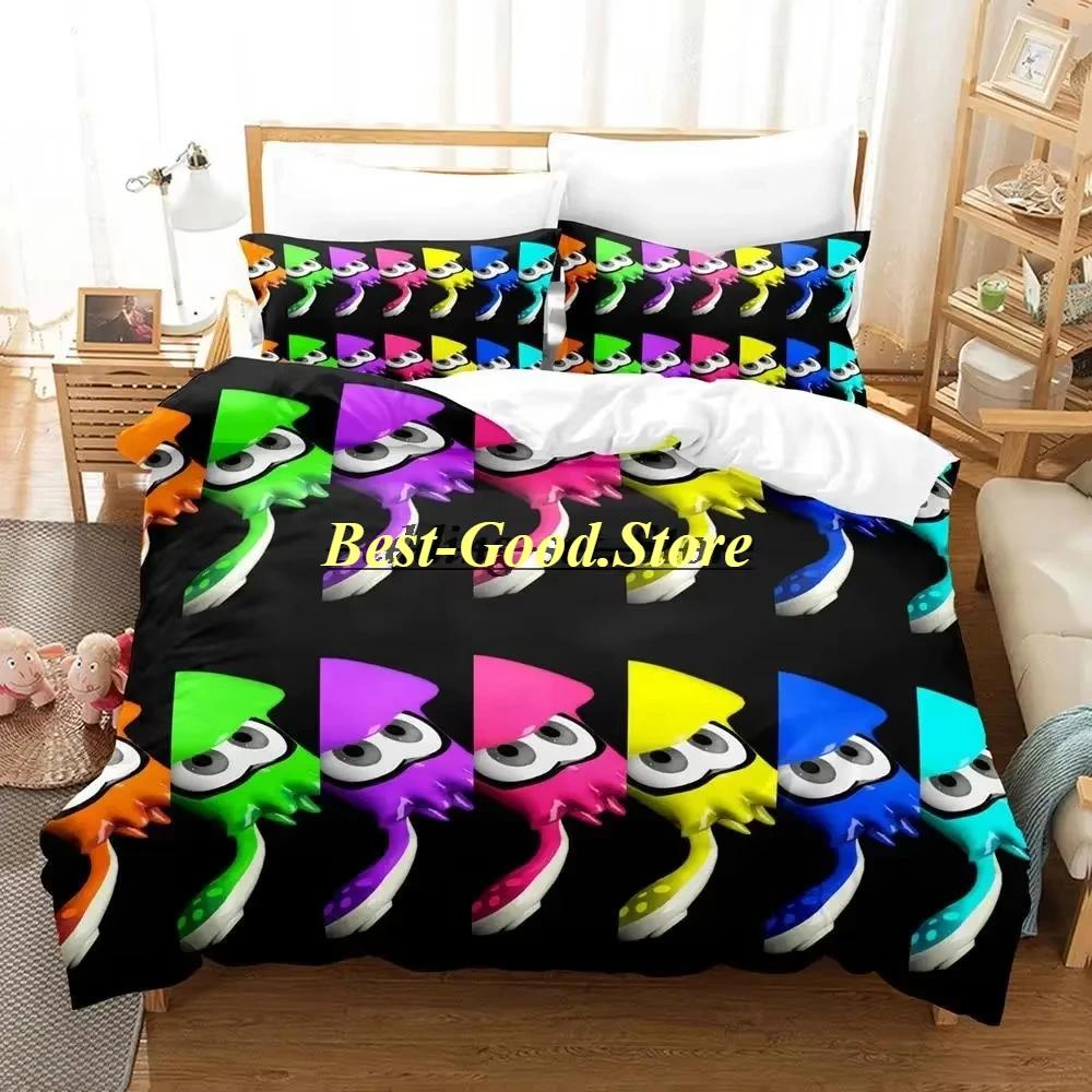 Splatoon 3 Inkling Squid Комплект постельного белья Single Twin Full Queen King Size Комплект постельного белья Aldult Kid Bedroom Комплект пододеяльников Комплект постельного белья
