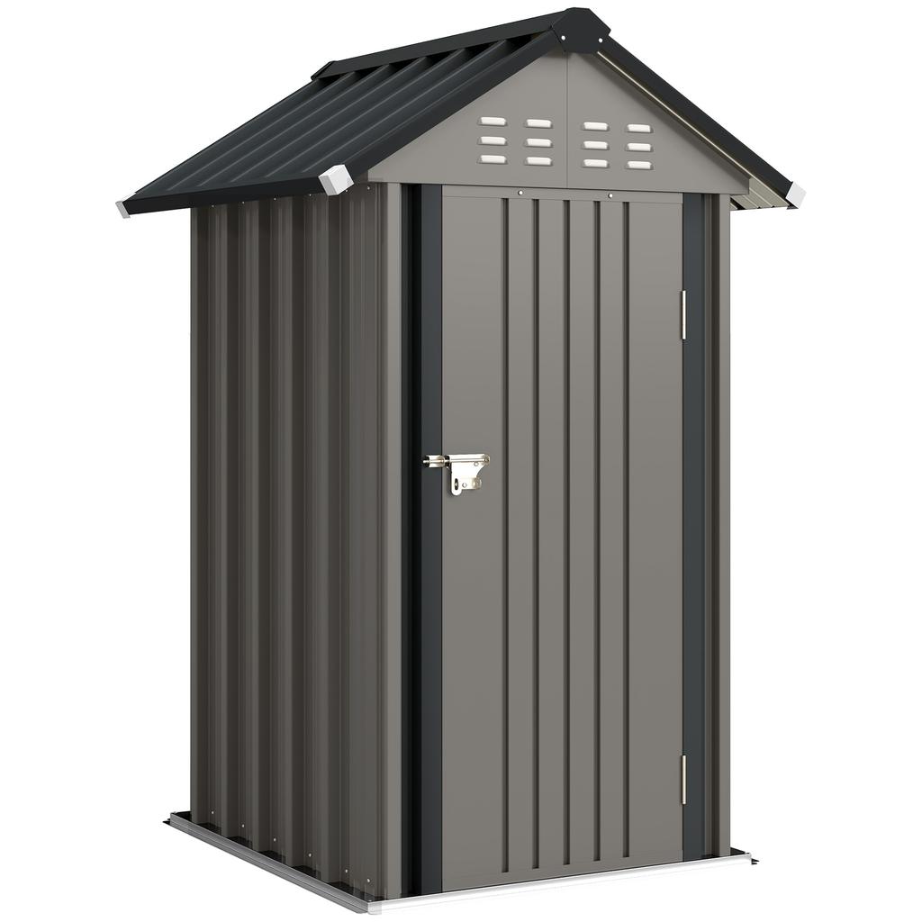 Metal Tool Shed 1,17 m², Storage Shed with Gable Roof, Ventilation, Lock, Gloves, 122 x 121 x 192 cm