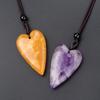 Ожерелье в виде персикового сердца, натуральный камень, аметист/зеленый авантюрин, кулон, ожерелье для девочек, женщин, подарки на день рождения и свадьбу