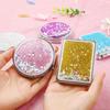 Round Shape Two-sided Makeup Mirror Quicksand Cosmetic Mirror Travel Beauty Tool