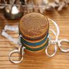 Vintage Crazy Horse Genuine Cowhide Tape Measure Handmade Mini Sewing Ruler Retro Leather Keychain Pendant Measuring Tapes