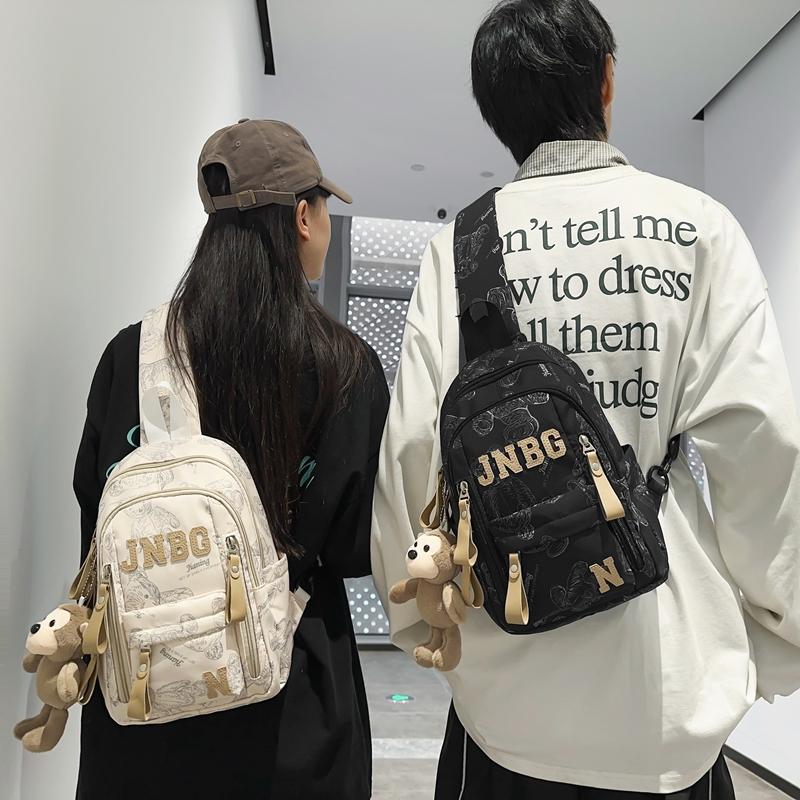 Нагрудная сумка с принтом медведя, женская сумка на плечо, мужская сумка большой вместимости для велоспорта и кросс-боди