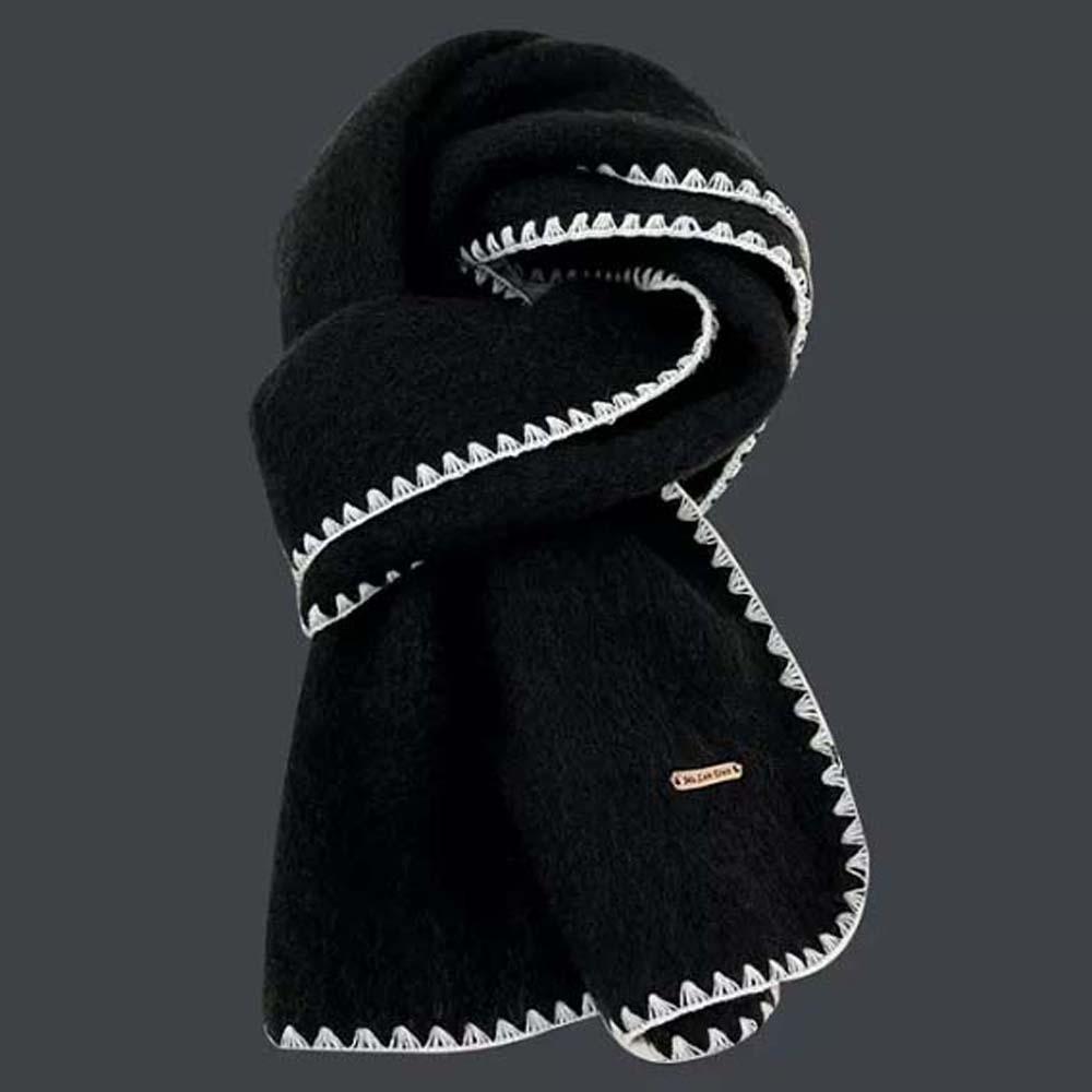 Gifts Polyester Lock Edge Winter Scarf Solid Color Classic Long Thickened Neckscarf Soft French Style Women Warmer Scarf Men
