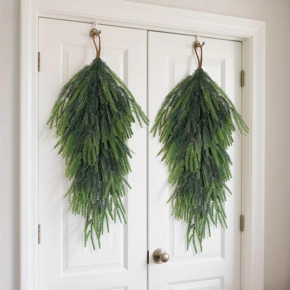 2 Piece Flexible Christmas Pine Garland Teardrop Shape Artificial Pine Branch Decorations Wedding
