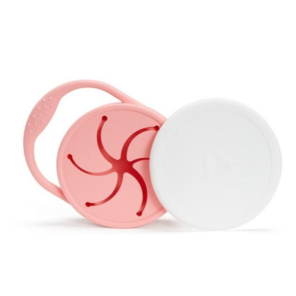 Силиконовая складная детская чашка для закусок Munchkin + набор крышек, коралловый, 1 комплект