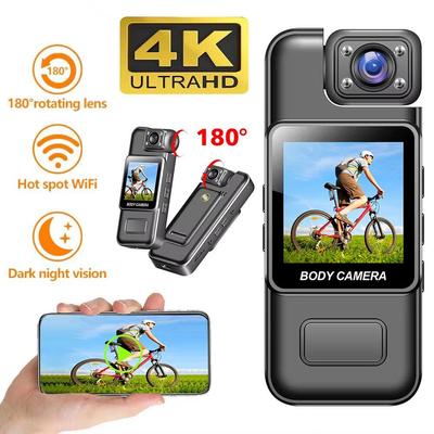 Миниатюрная Wi-Fi камера Ultra HD 4K, цифровая видеокамера, портативный ручной видеорегистратор для правоохранительных органов, поворотный объектив на 180°, камера для занятий спортом на открытом воздухе.