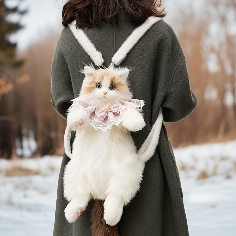 Мягкая кукла-марионетка Кот Рюкзак Сумка-кот Стильный подарок для любителей кошек Подходит для женщин и детей Подходит для юбилеев и дней рождений
