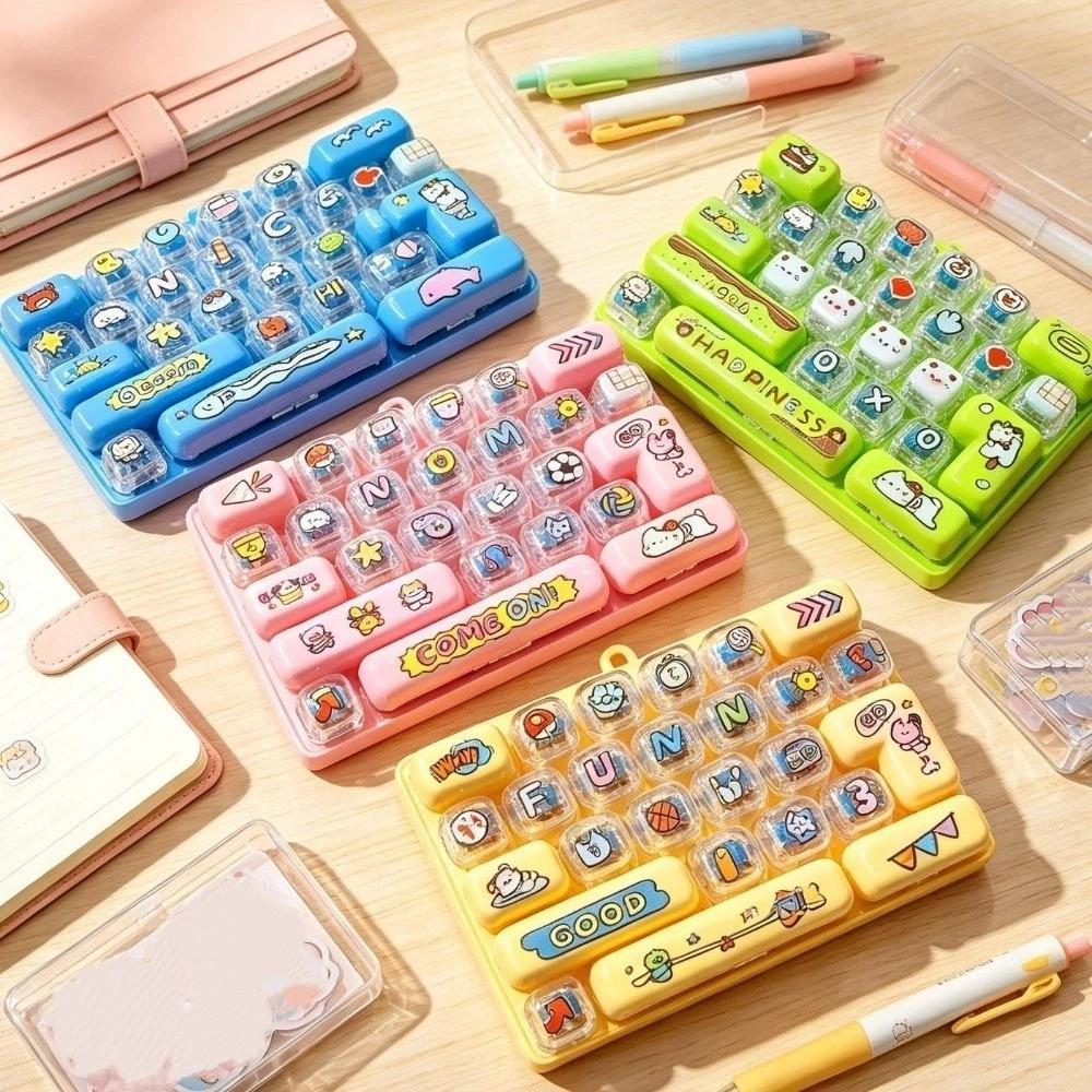 Plastic Mechanical Fidget Keyboard Cartoon Fidget Keychain Toy Keyboard Pendant Backpack Pendant