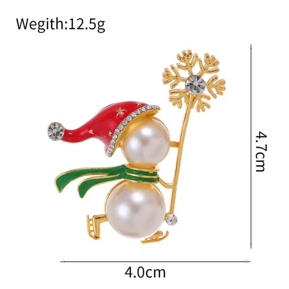 Pearl Christmas Snowman Brooch Santa Claus Sweater Scarf Badge Cute Red Xmas Brooch New Year Gift