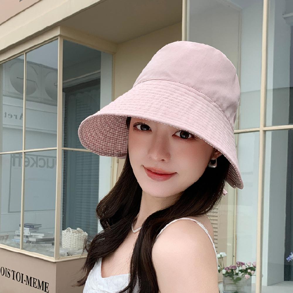 Double-Sided Fisherman Hat Wide Brim Bucket Cap Casual Sun Hat Women