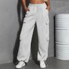 Women's Fashion Sport Solid Color Pocket Casual Sweatpants Pants