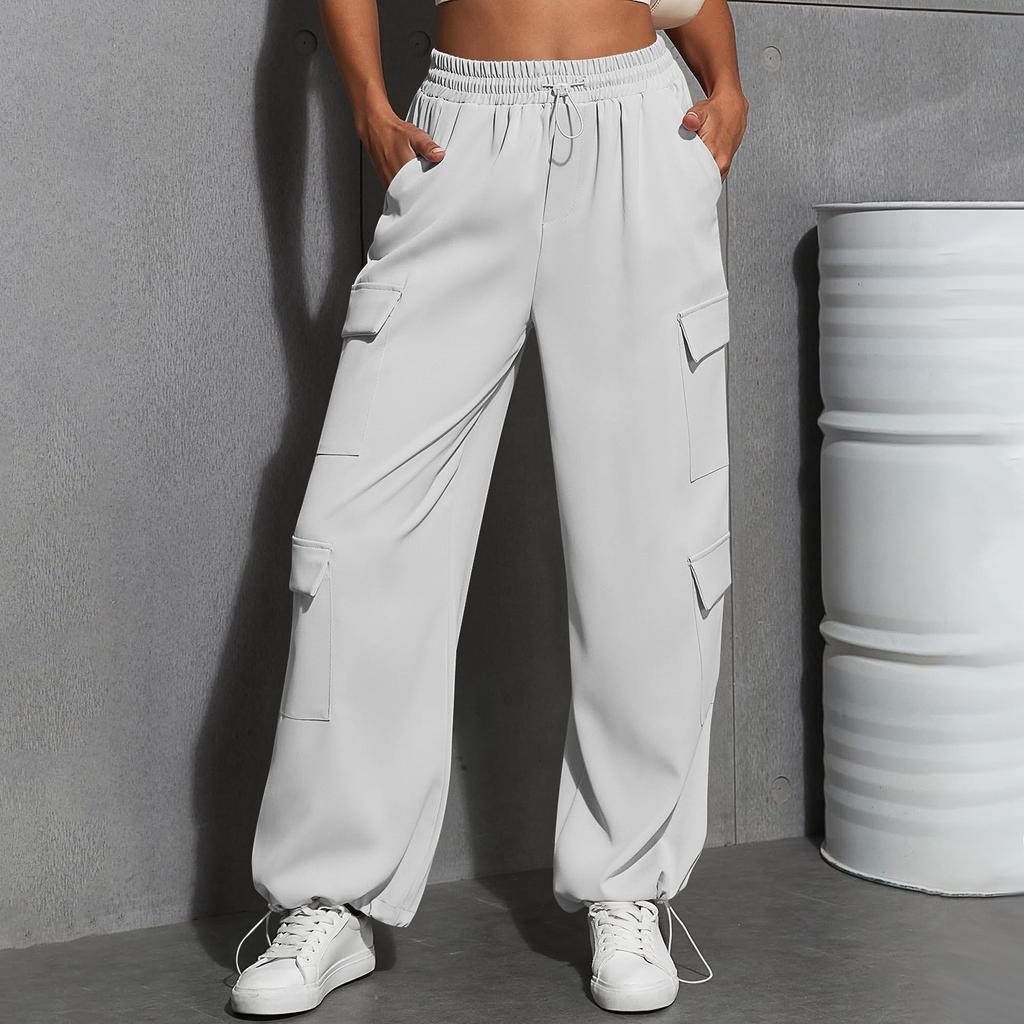 Women's Fashion Sport Solid Color Pocket Casual Sweatpants Pants