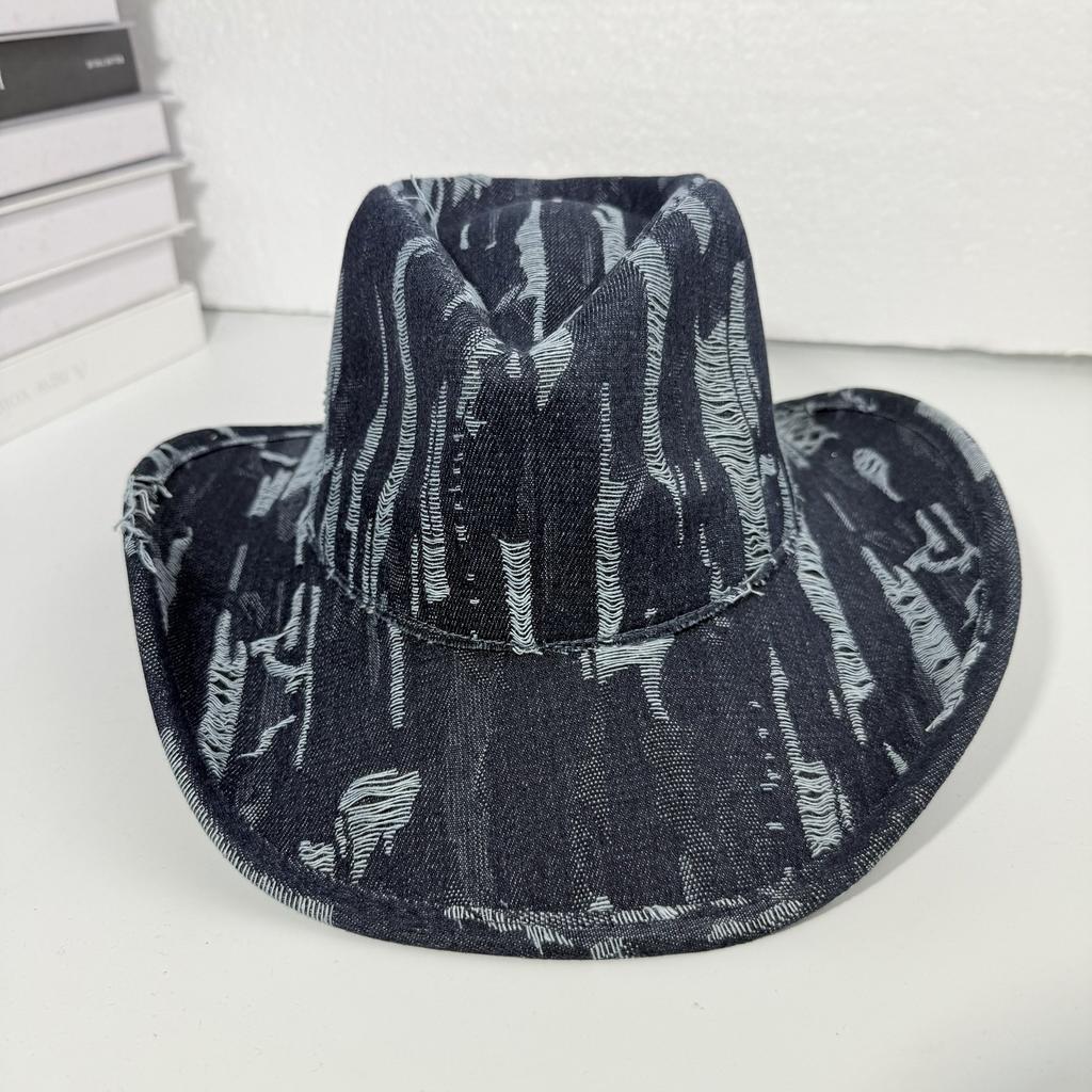 JYL TS DIY Выстиранная джинсовая шляпа-федора унисекс винтажная с кошачьими лапками хлопковый деним