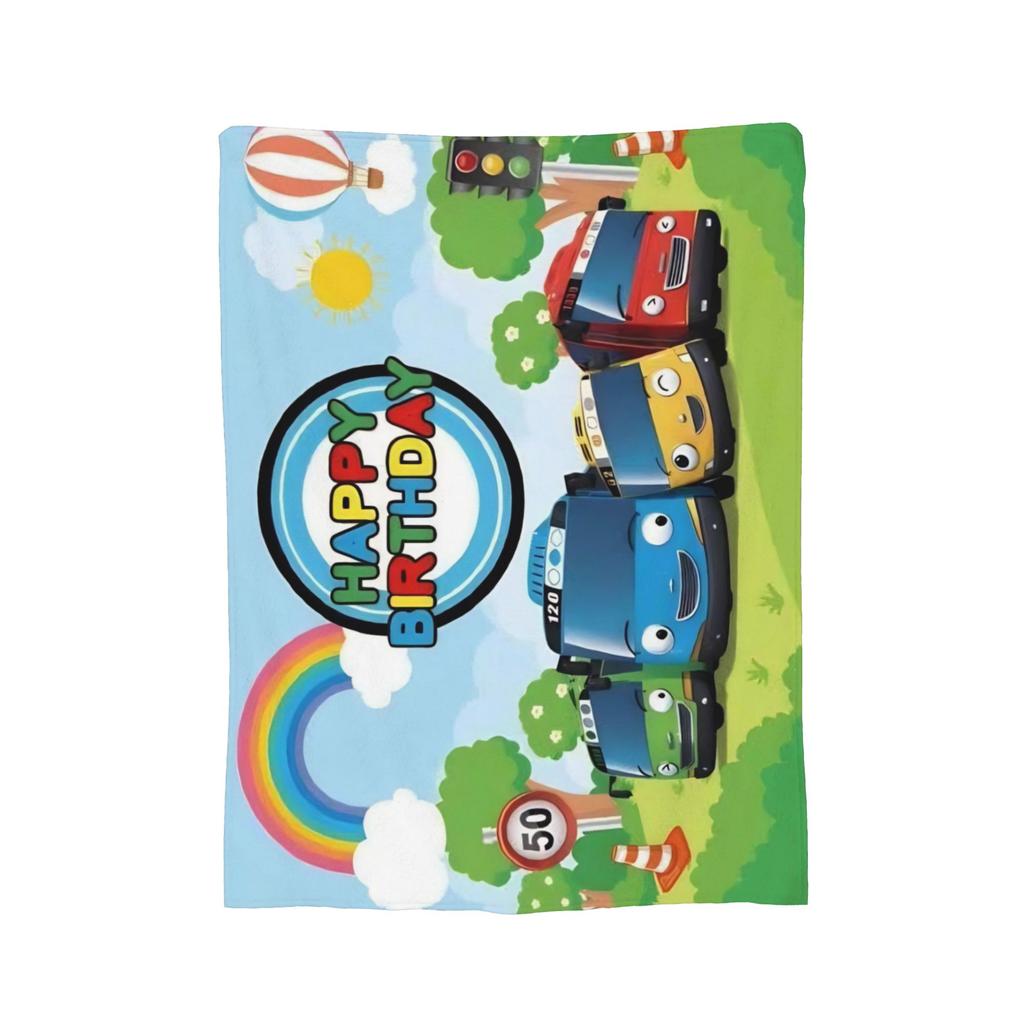 Tayos Little Bus Smile Cute Blankets Fleece Summer Air Conditioning Breathable Super Soft Throw Blanket for Bedding Rug Piece
