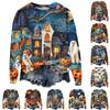 Ladies Fashion Casual Long Sleeve Halloween 3d Simulation Embroidery Printed Crew-Neck Hoodie Top