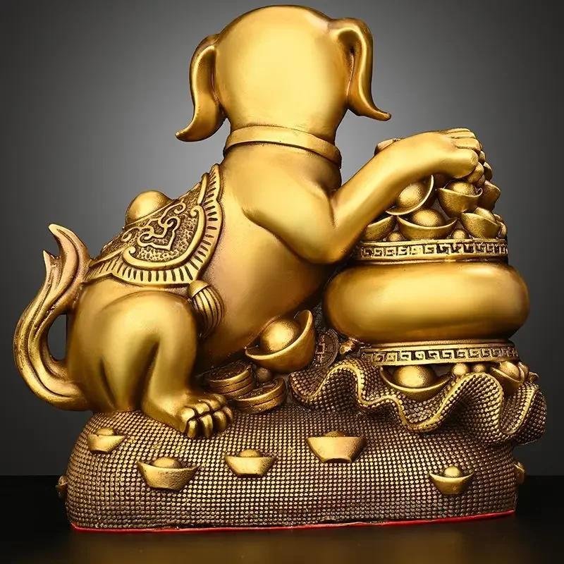 Фэн-шуй Медные Сплошной Латуни Собаки Украшения Сокровища Деньги Собака Домашний Декор Ремесла