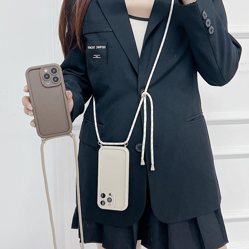 Однотонный силиконовый чехол для iPhone 16 15 Pro Max 14 13 12 11, противоударный чехол через плечо