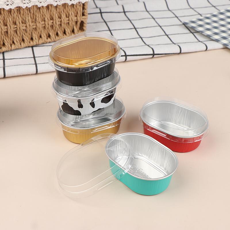 10Pcs Aluminum Foil Baking Cup Heat Resistant Cake Cups Mold With Lid Cupcake
