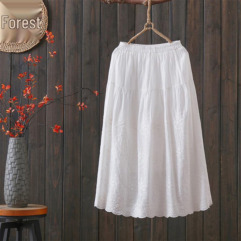 3178 Хлопково-льняная юбка А-силуэта с ретро-вышивкой - Женская коллекция Весна/Лето 2026
