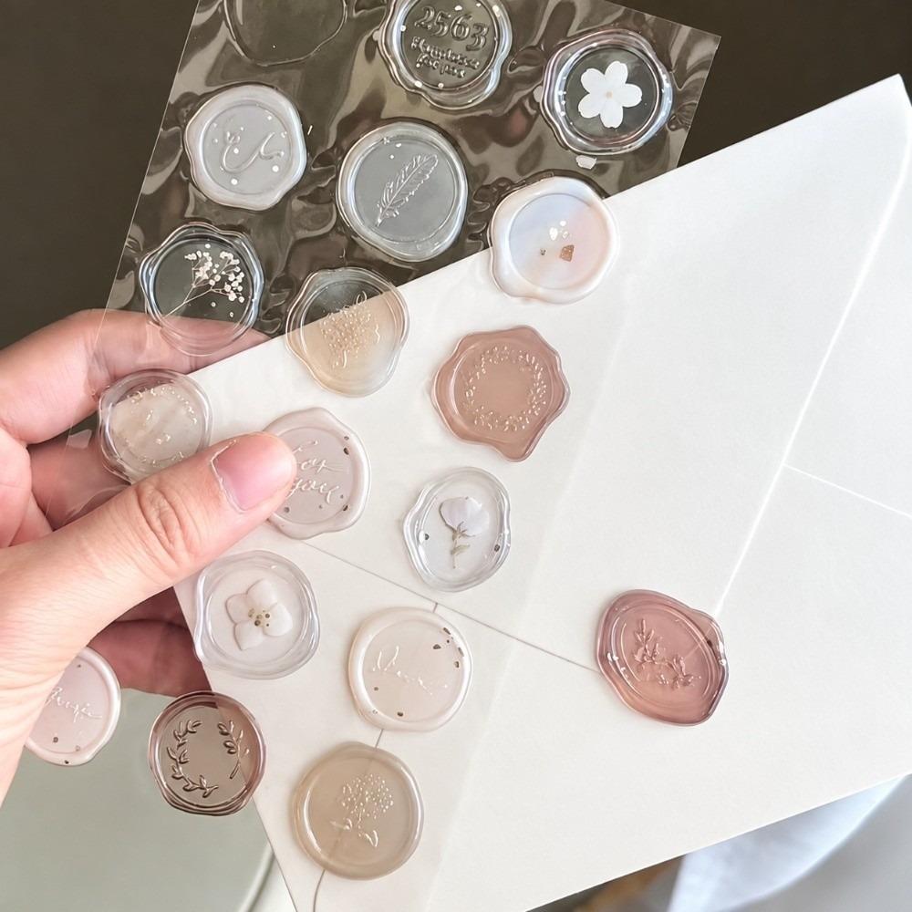 Floral Wax Stamp Seal Sticker Retro Embossed Seal Sticker for Notebook Envelope Seal