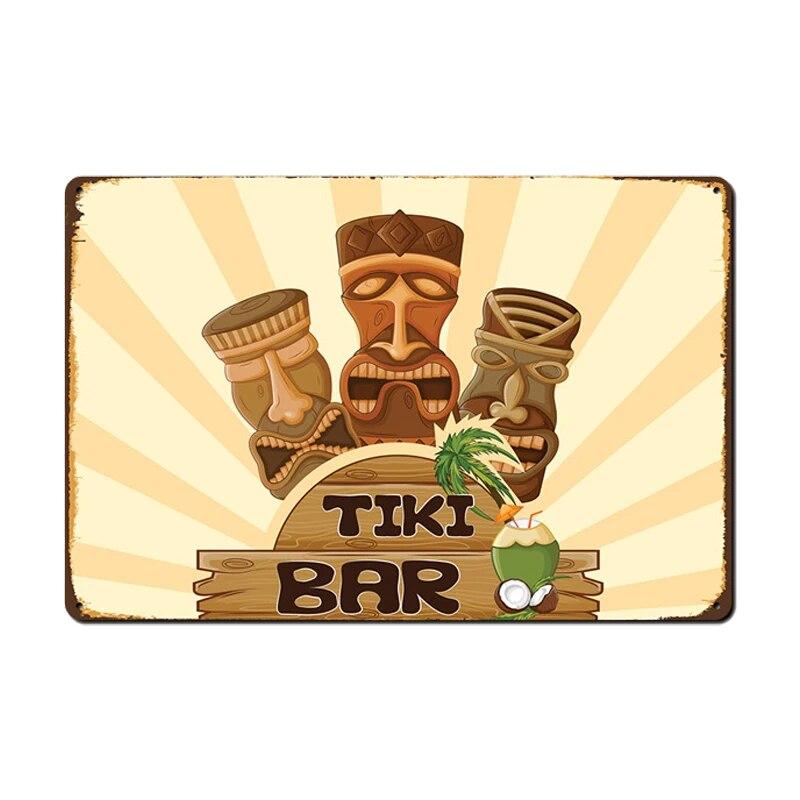 Алоха Тики Бар Плакат Оловянная Вывеска Винтаж Пляжная Вечеринка Бар Паб Настенный Декор Металлическая Пластина Ретро Гавайи Серфинг Таблички