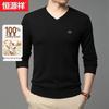 Hengyuanxiang Men's V-Neck Pure Wool Sweater