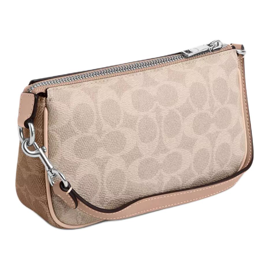 Coach Nolita 19 Фирменный принт Застежка-молния Покрытие из холста Ручная сумка Через плечо Наплечная сумка Маленькие женские сумки Песочный Серый-Коричневый Мультиколор CY236-SVXCU