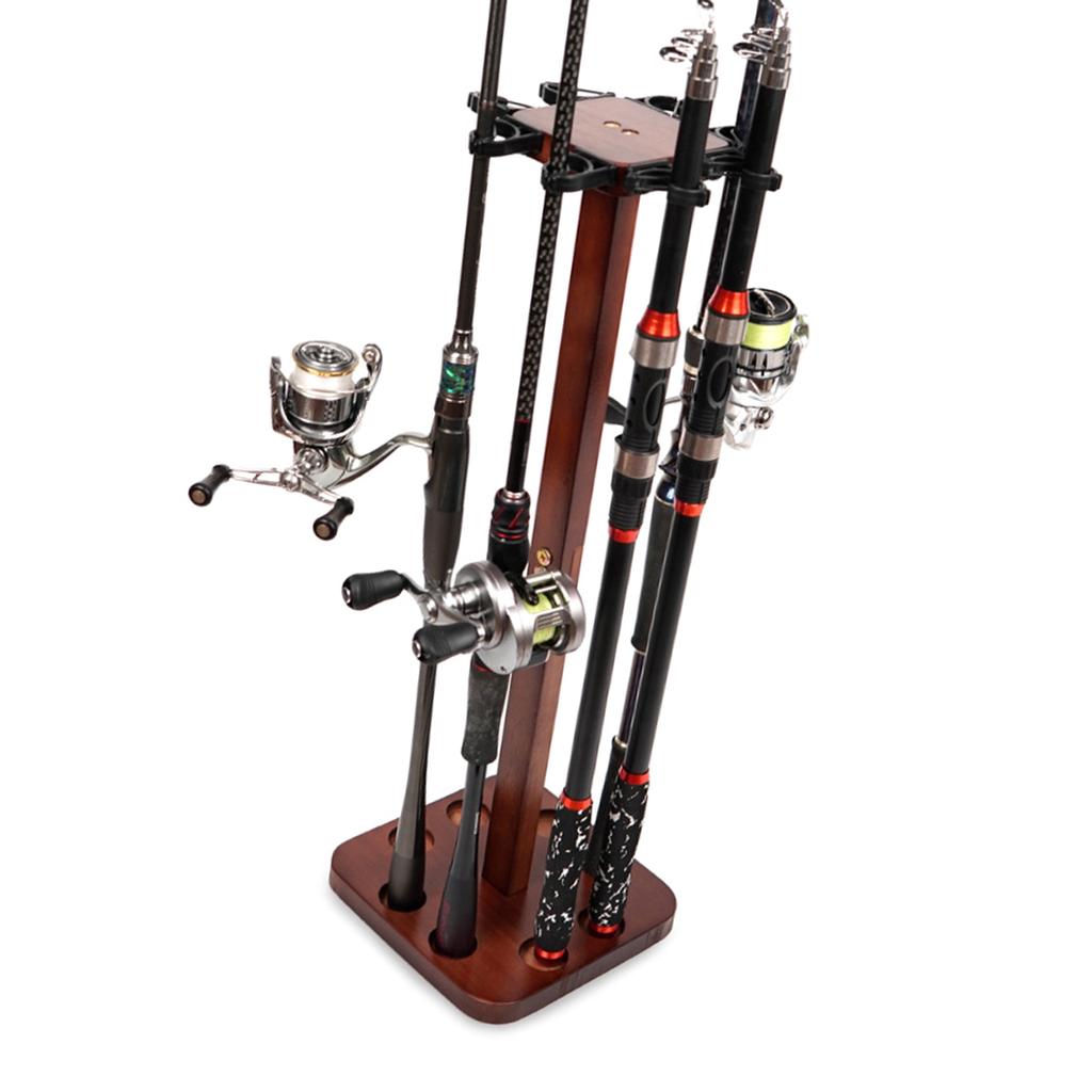 Стойки для удочек, напольная стойка, вертикальный держатель для хранения удочек для гаража, деревянная стойка для удочек, вмещает до 8/14 удочек