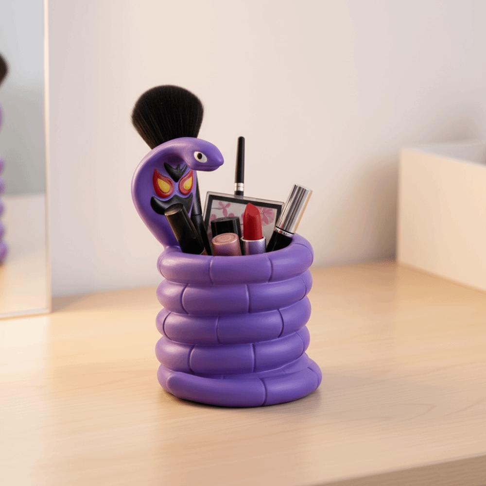 3D Cartoon Cobra Pencil Holder Animal Shaped Makeup Brush Holder Pencil Cup Flower Pot  Office Desk