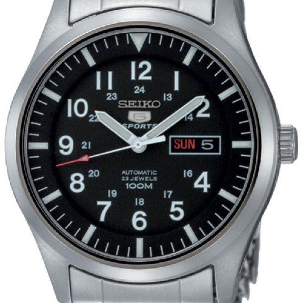 Seiko 5 Автоматические Мужские Часы SNZG13K1 с Черным Циферблатом из Нержавеющей Стали