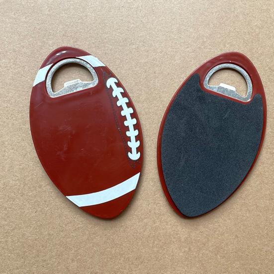 Rugby Beer Bottle Opener, Plastic Coaster Cap Remover, Heat Insulation Mat with Metal Opener, Gift for Sports Fans