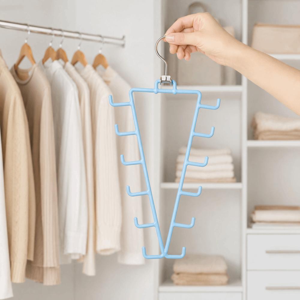2Pcs 12 Hooks Metal V Shaped Hanger Rotatable Laundry Hanger Hat Storage Rack Scarf Hanging