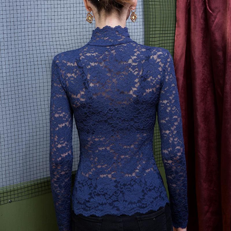 Winter And Lace Autumn Undercoat Womens High Neck Slim Fit Plush Thickened Western Fashion Body Shirt Winter New Style