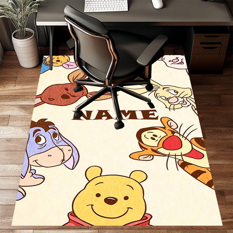 Custom Winnie Mat Personalized Name, Polyester Washable Indoor Entryway Rug, Gift for Christmas, Easter, Thanksgiving Day