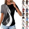 Women's T Shirts Fashion Casual Tops Round Neck Short Sleeve Printed Tunic