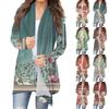 Women's Fashion Casual Vintage Floral Printed Mid-Length Cardigan Jacket