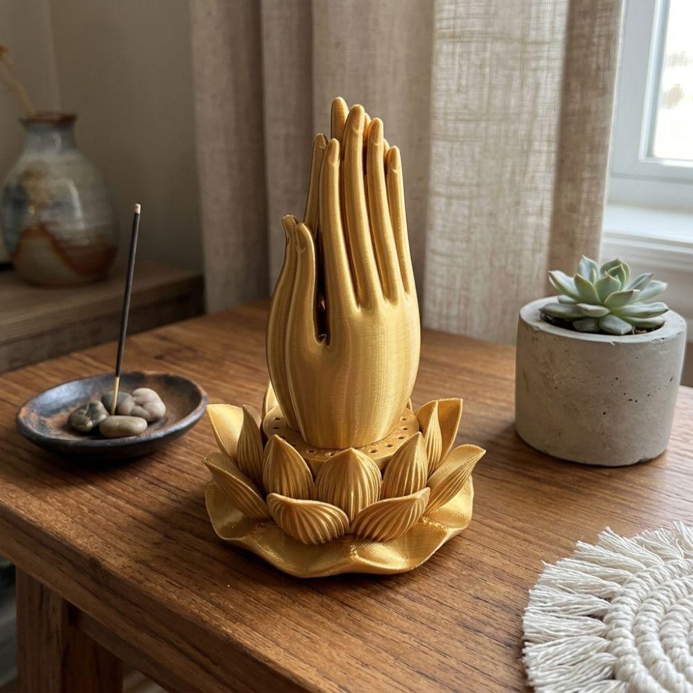 Lotus-Base Zen Chinese Style Incense Stand Praying Hand Hand Incense Burner Tea Room