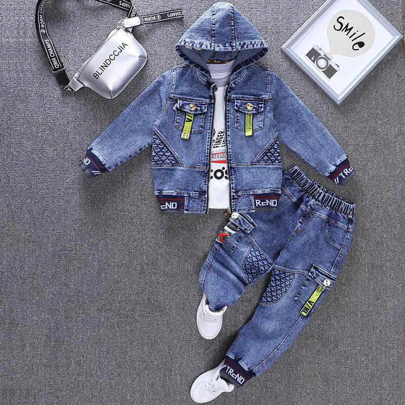 Children's Clothing Boys Spring Suit Denim Boy Jacket Pants Two-piece Suit