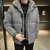 Зимнее хлопковое пальто мужское с капюшоном на пуху повседневное теплое хлопковое пальто мужское пальто