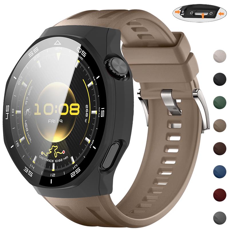 Силиконовый ремешок+Чехол для Huawei Watch GT6 Pro 46мм Стекло Защита экрана от царапин PC Защитный бампер для GT 6 Аксессуары