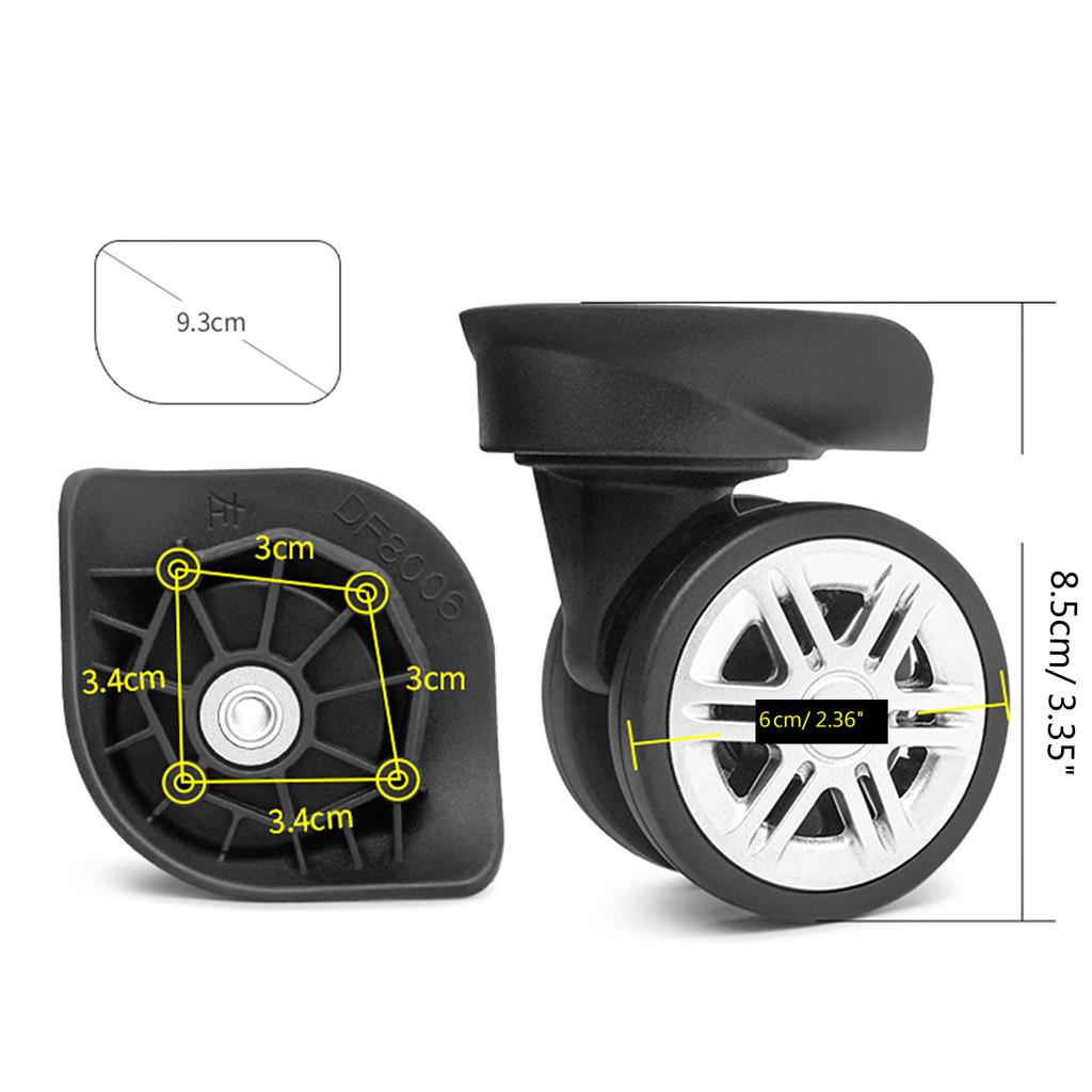 2 шт. сменные роликовые колеса для тележки, сверхпрочные роликовые колеса для багажной коробки, чемодана, поворотные на 360 градусов, бесшумные колеса