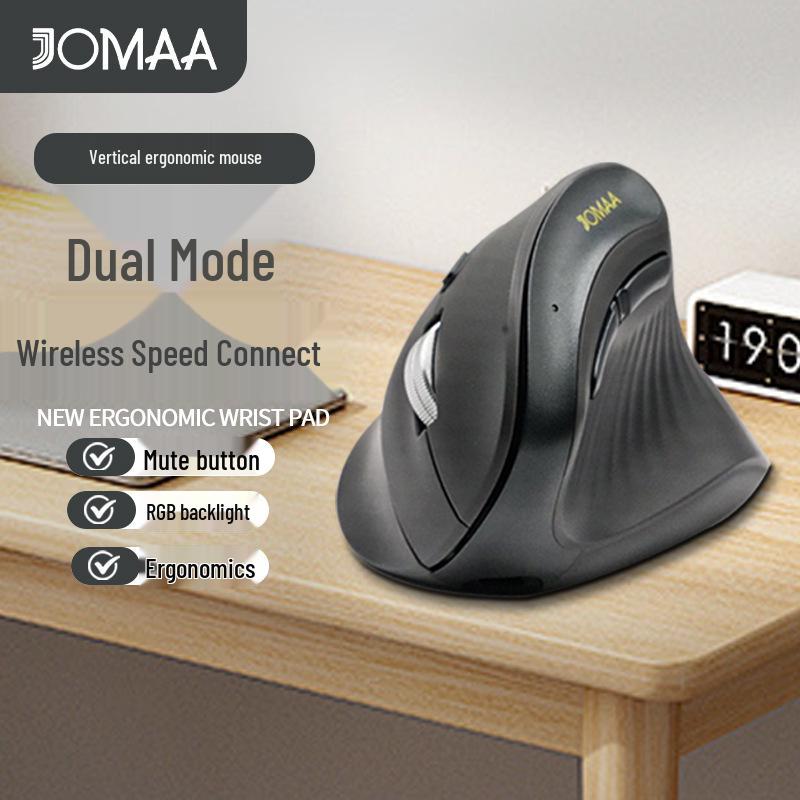 Беспроводная вертикальная мышь JOMAA: Двухрежимная, перезаряжаемая, RGB, 4000DPI офисная мышь