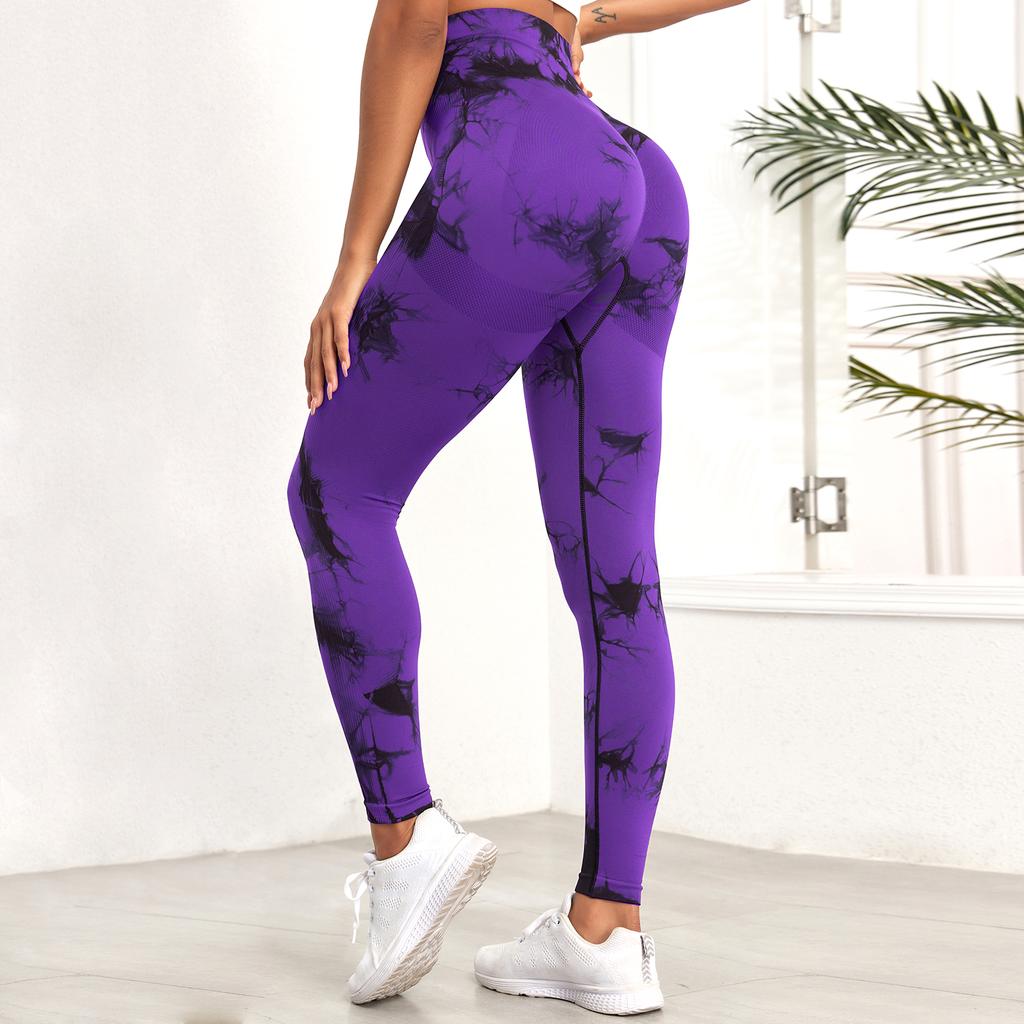 Бесшовные брюки для йоги с галстуком-краской, женские спортивные леггинсы с высокой талией, эластичные спортивные леггинсы для тренировок, узкая спортивная одежда для спортзала