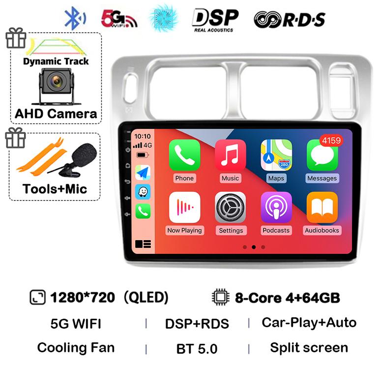 Android 14 беспроводной авто Carplay для Mitsubishi Pajero iO 1998-2007 автомобильный радиоприемник GPS навигация 4G WIFI мультимедийный видеоплеер DSP