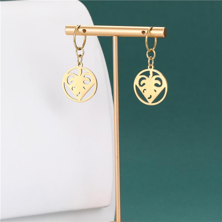 Kiribati Stainless Steel New 18K Gold Filled love Pendant Necklace Earrings Set Women
