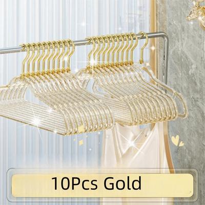 10Pcs Thickened Transparent Glitter Hangers Non-slip Non-scratch Acrylic Clothes Hangers Non-marking Space Saving Trouser Rack